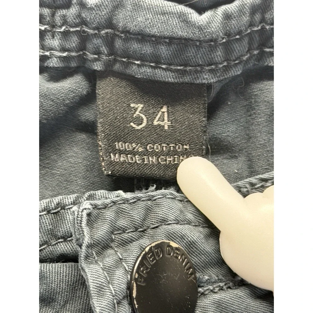 Fried Denim Baggy Cargo Jorts Mens 34 Gray‎ Y2K Skater Utility Shorts Cotton